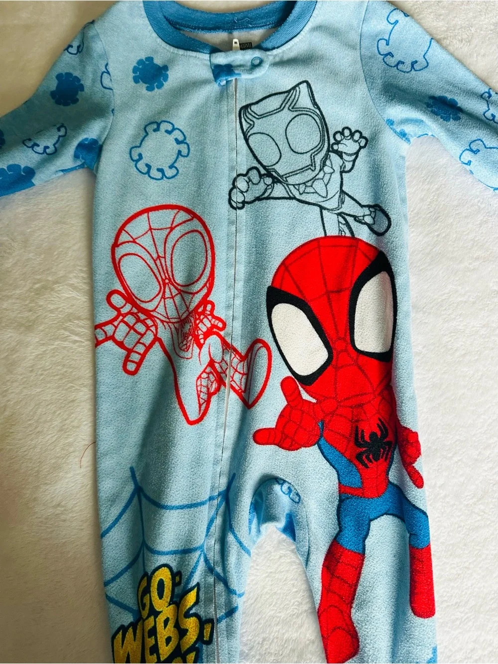 Marvel Spider-Man Red & Light Blue Kids Footed Pajamas